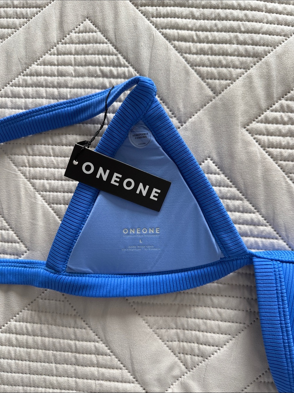 One one Blue Ribbed Triangle Bikini Top - Picture 2 of 2